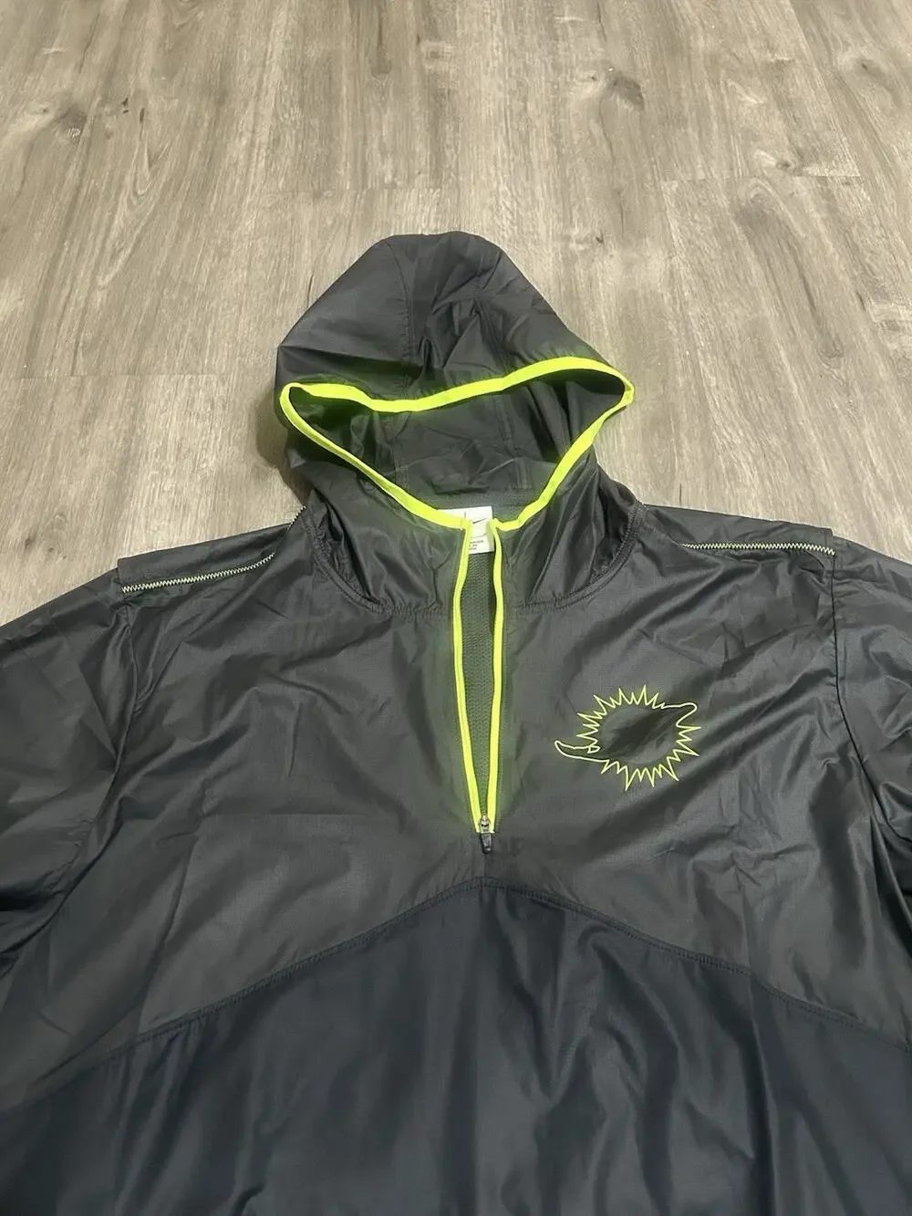 Nike NFL Miami Dolphins Hooded Half Zip Anorak Jacket Mens M Black Neon Windbrea